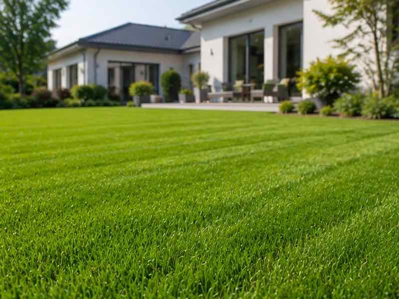 Jardin particulier avec pelouse dense (illustration)